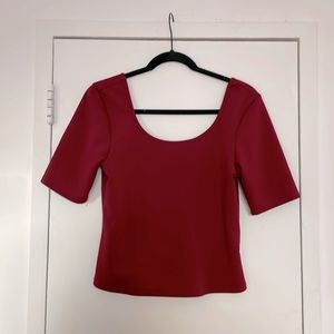 wine red blouse